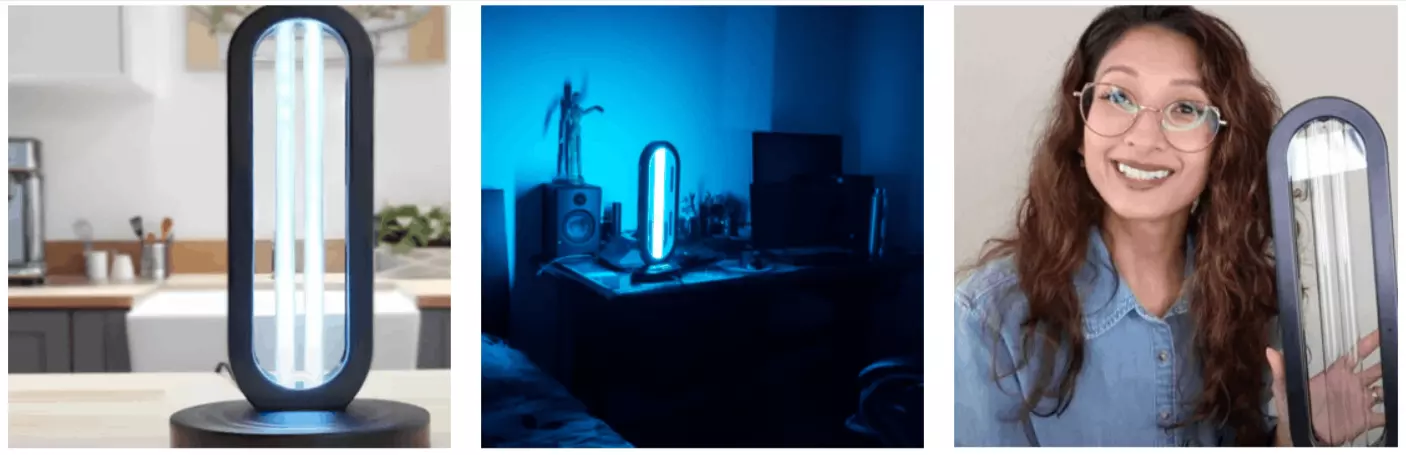 ClairLite disinfecting a smartphone and keys