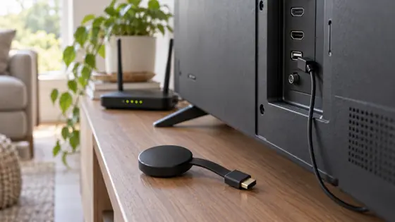 Illustration of a generic HDMI receiver, television inputs, and a Wi-Fi router