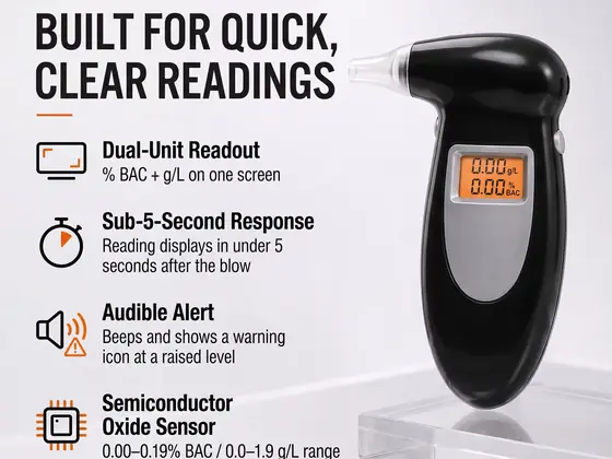 Official SoberBreath feature overview with dual display and compact tester